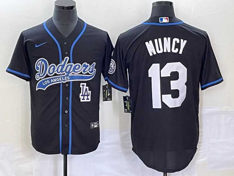 Men%27s Los Angeles Dodgers #13 Max Muncy Black With Patch Cool Base Stitched Baseball Jersey->los angeles dodgers->MLB Jersey
